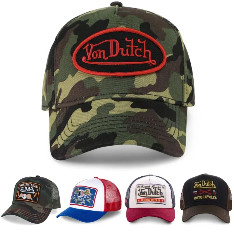 Casual Fashion VON Baseball Cap Breathable Shade Alphabet embroidery Sunblock Mesh Embroidered DUTCH Trucker Hat