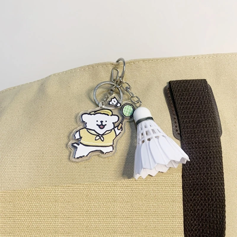 Badminton Pendant Cartoon Dog Badminton Key Chain Backpack Small Keychain