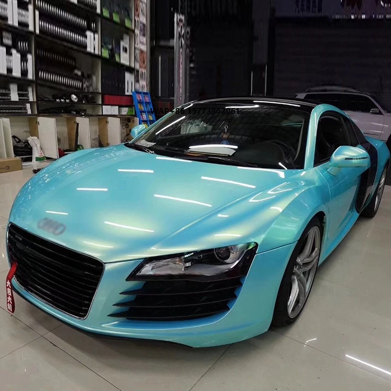 

1,52*18 м виниловые ледяные синие металлические наклейки для автомобиля, дропшиппинг