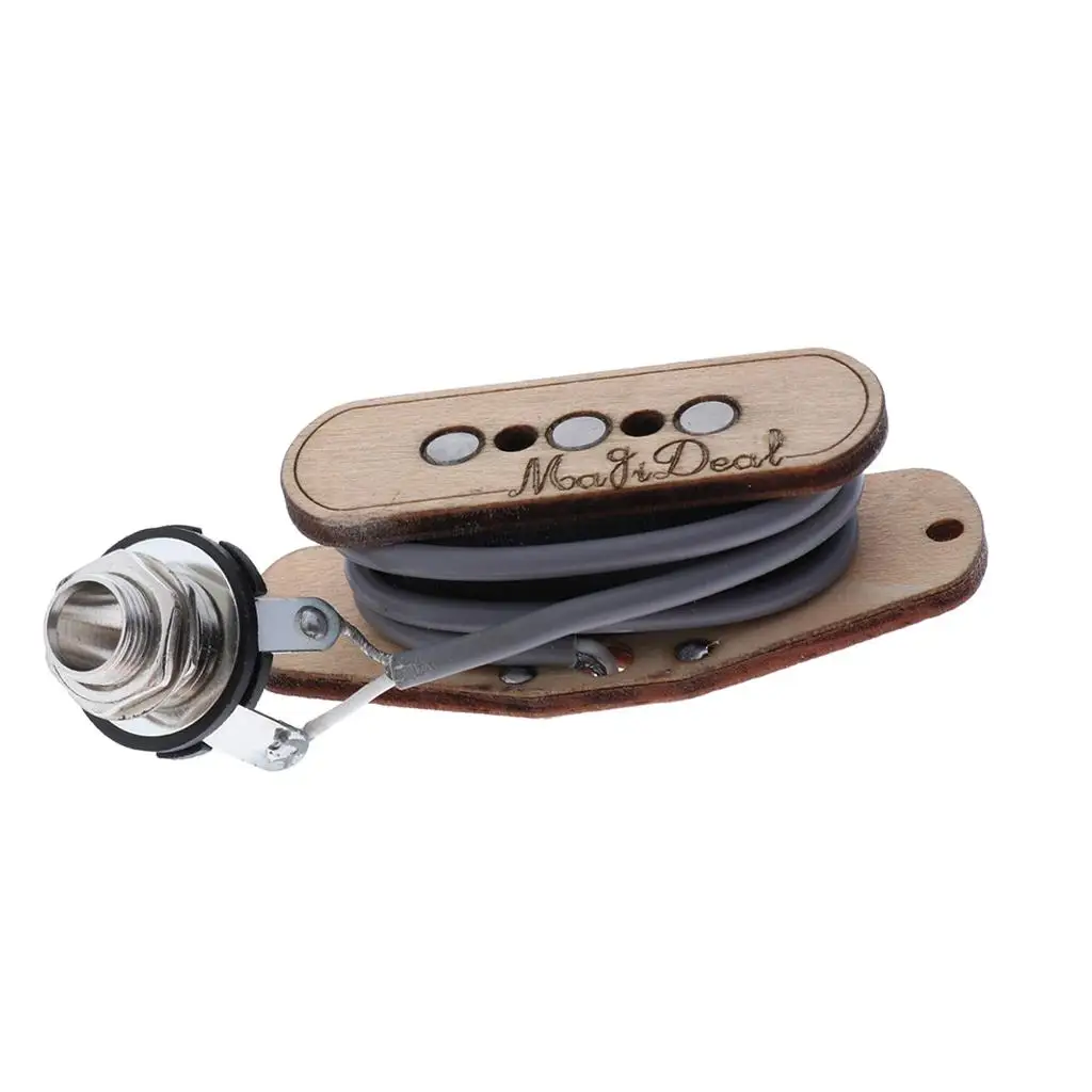 3 String Magnet Pickup Wood Acoustic Guitar Pickup Socket Jack Output for Cigar Box Guitar Installation