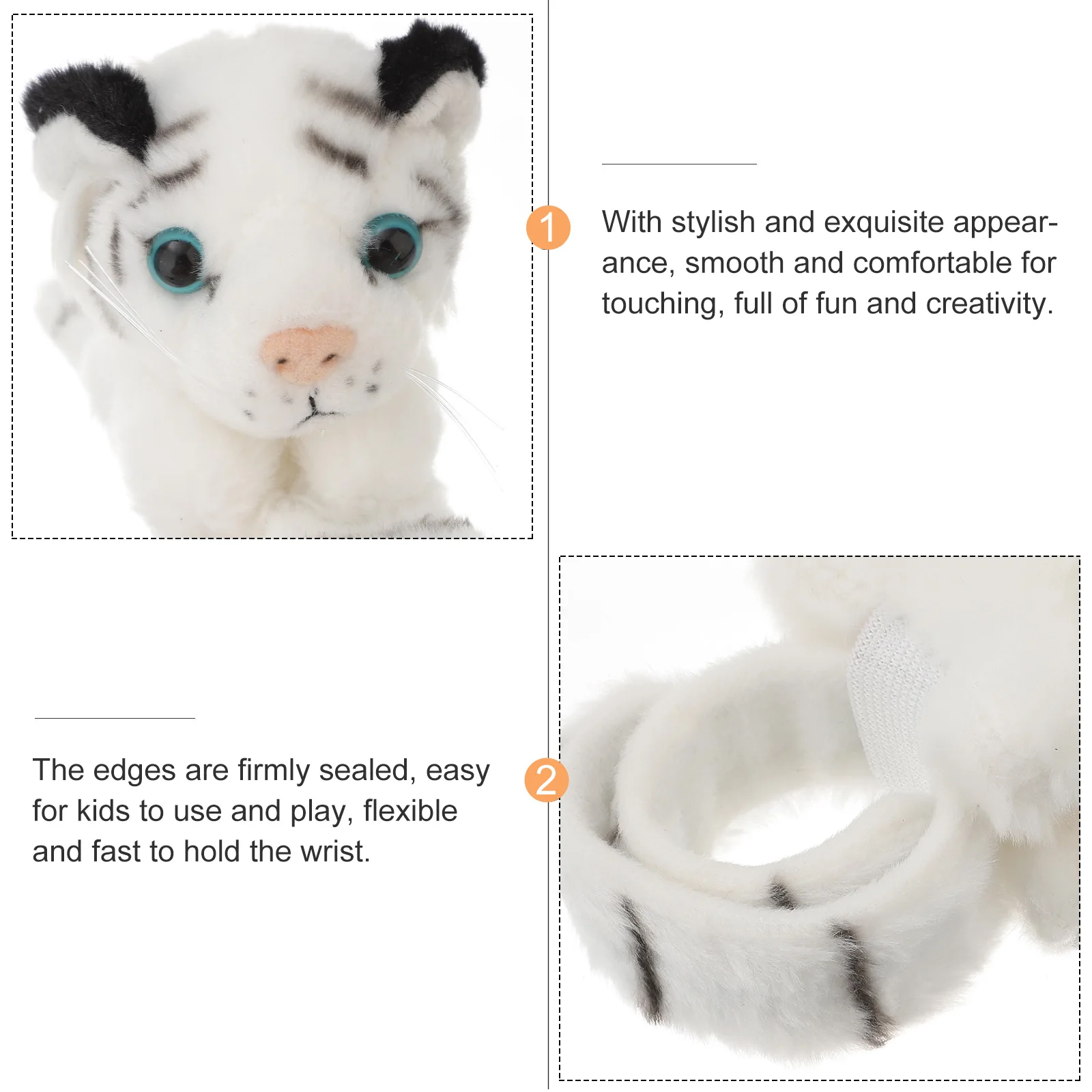 

1pc Simulated Tiger Stuffed Animal Kids Toy Bracelets Favor Premium Materials Slap Bracelets Safe Practical