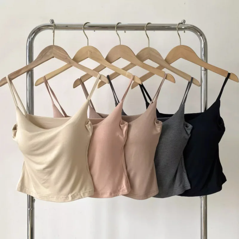 Solid Color Cotton Camisole Women's Underwear Top Sweet and Cute Beautiful Back Inner Wear and Outer Wear Жилет Drop Shipping