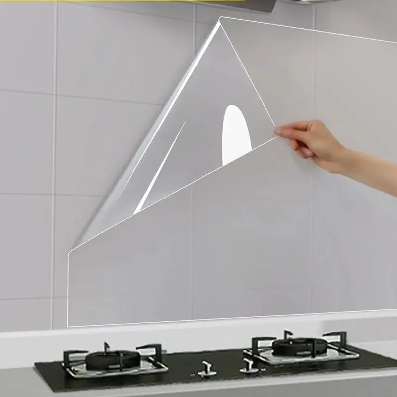 45cm Transparent Electrostatic Adsorption Protective Film Oil-Proof Kitchen Stickers Non Adhesive Wallpaper for Home Decoration