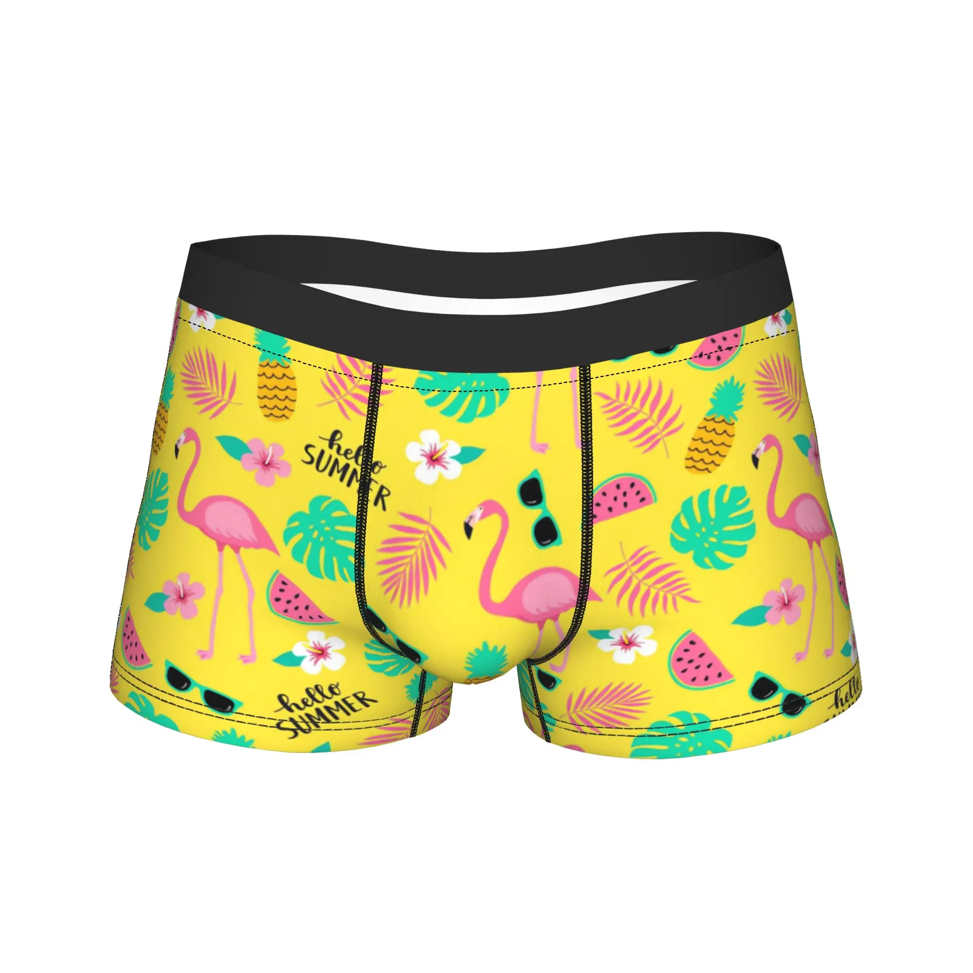 Ropa interior con estampado de flamencos rosas, plantas tropicales y flores de la selva, calzoncillos transpirables para hombre, calzoncillos tipo bóxer de calidad, talla grande
