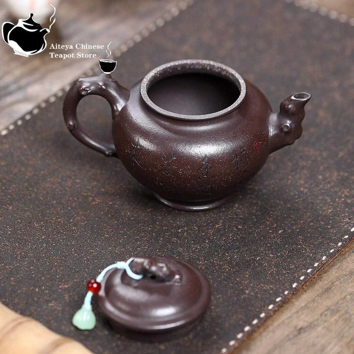 Yixing purple clay teapot original ore purple jade gold sand carved plum blossoms, spring time, Kung Fu tea set, Chinese teapot