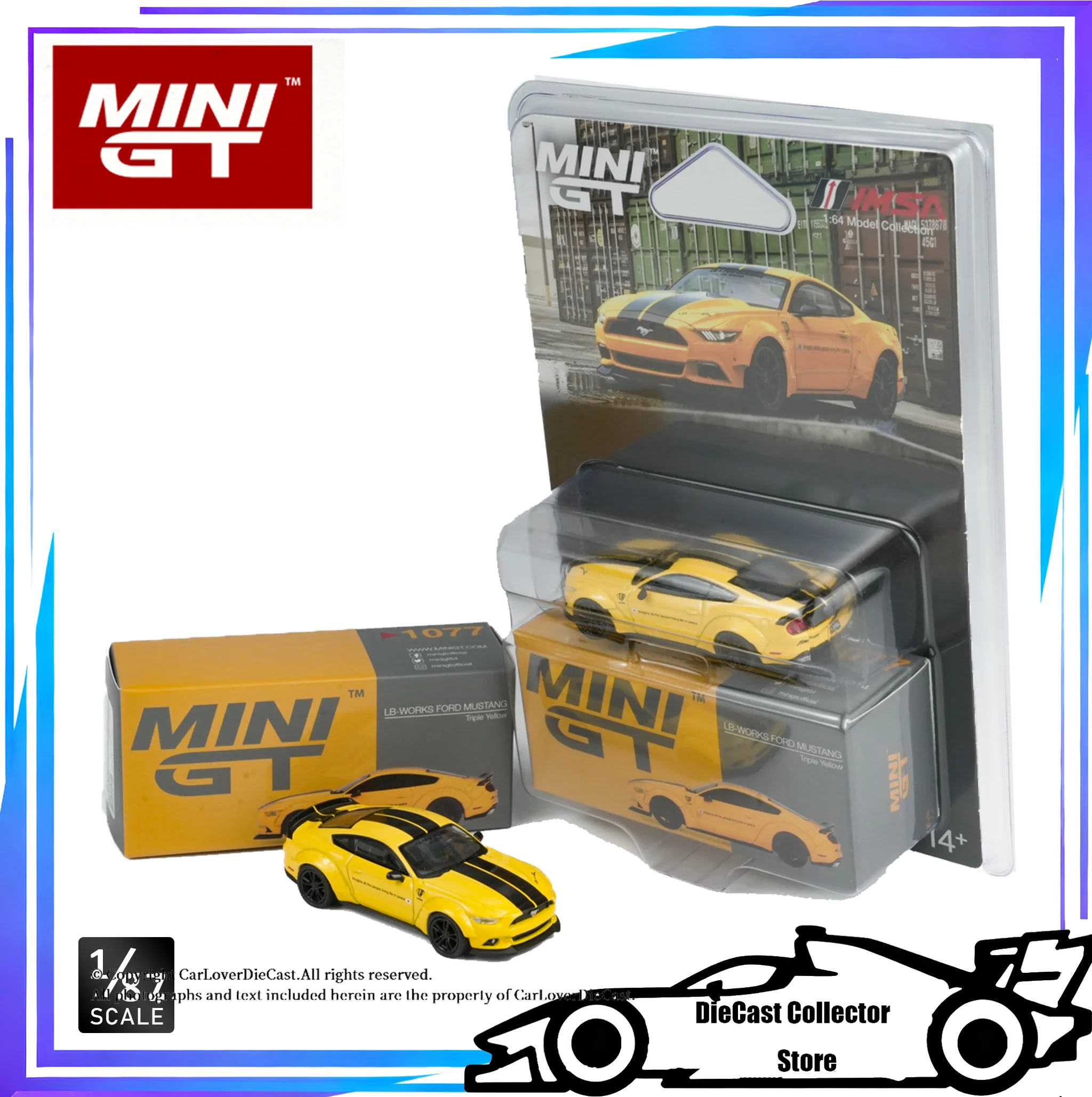 

MINIGT 1:64 LB-WORKS FORD MUSTANG тройной желтый сплав модель автомобиля игрушка в подарок