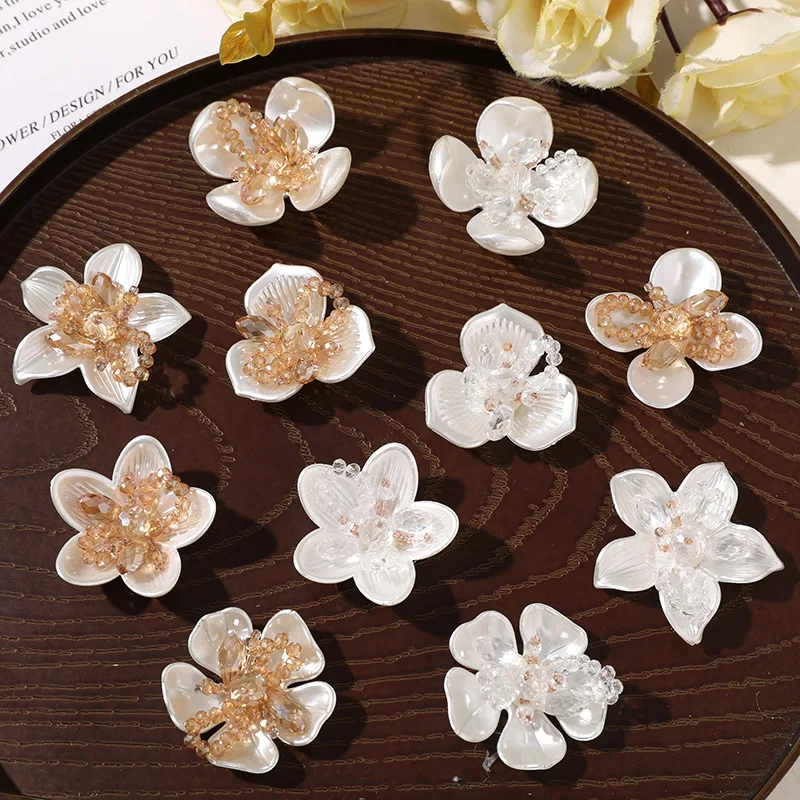 Gentle Pearlized Crystal Flower Patch New Chinese Style DIY for Clogs Sandals Beach Vacation Lightweight Elegant Non Slip