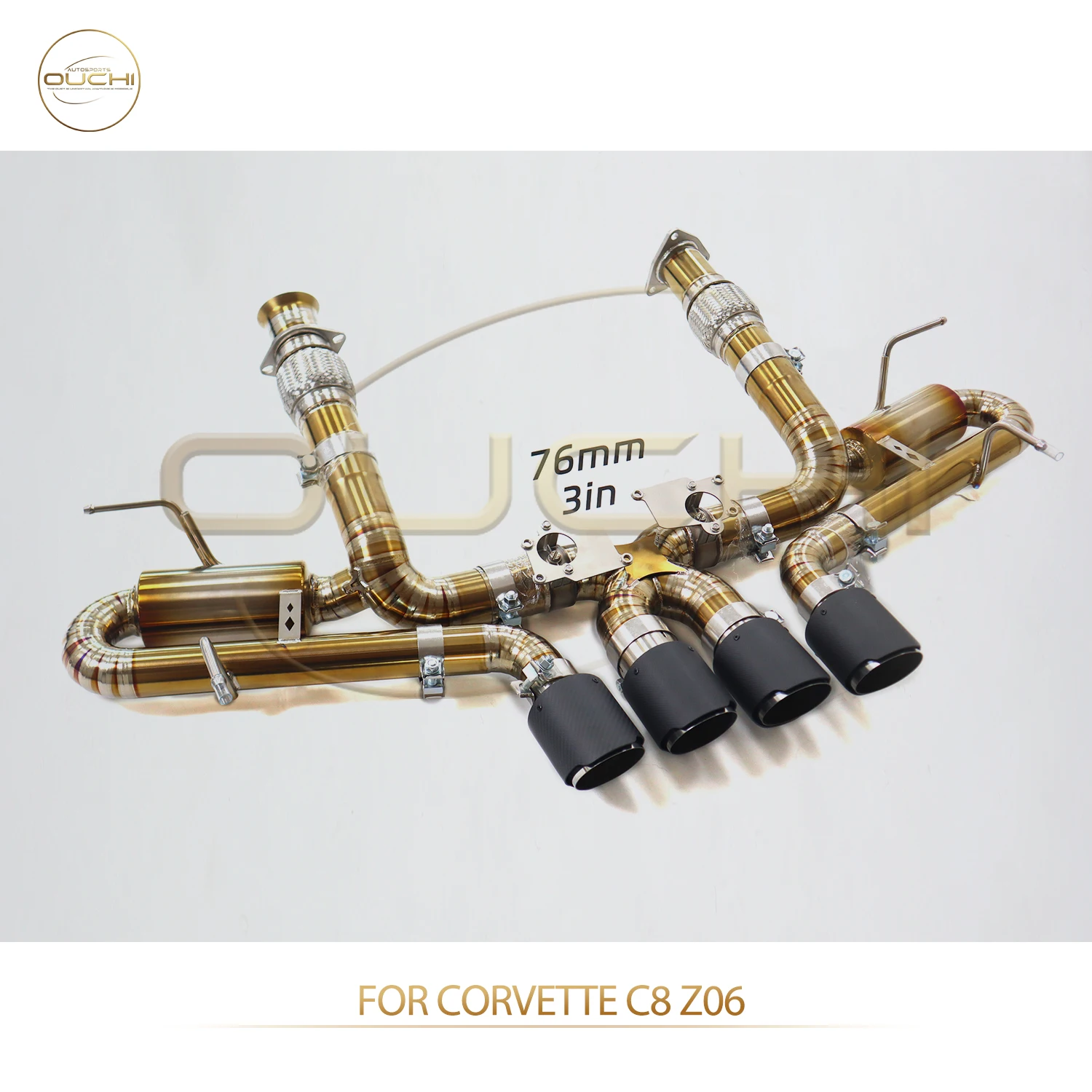 

OUCHI Ti выхлопная система для Corvette C8 Z06, прямой агрессивный гоночный звук, экономия веса, простая установка