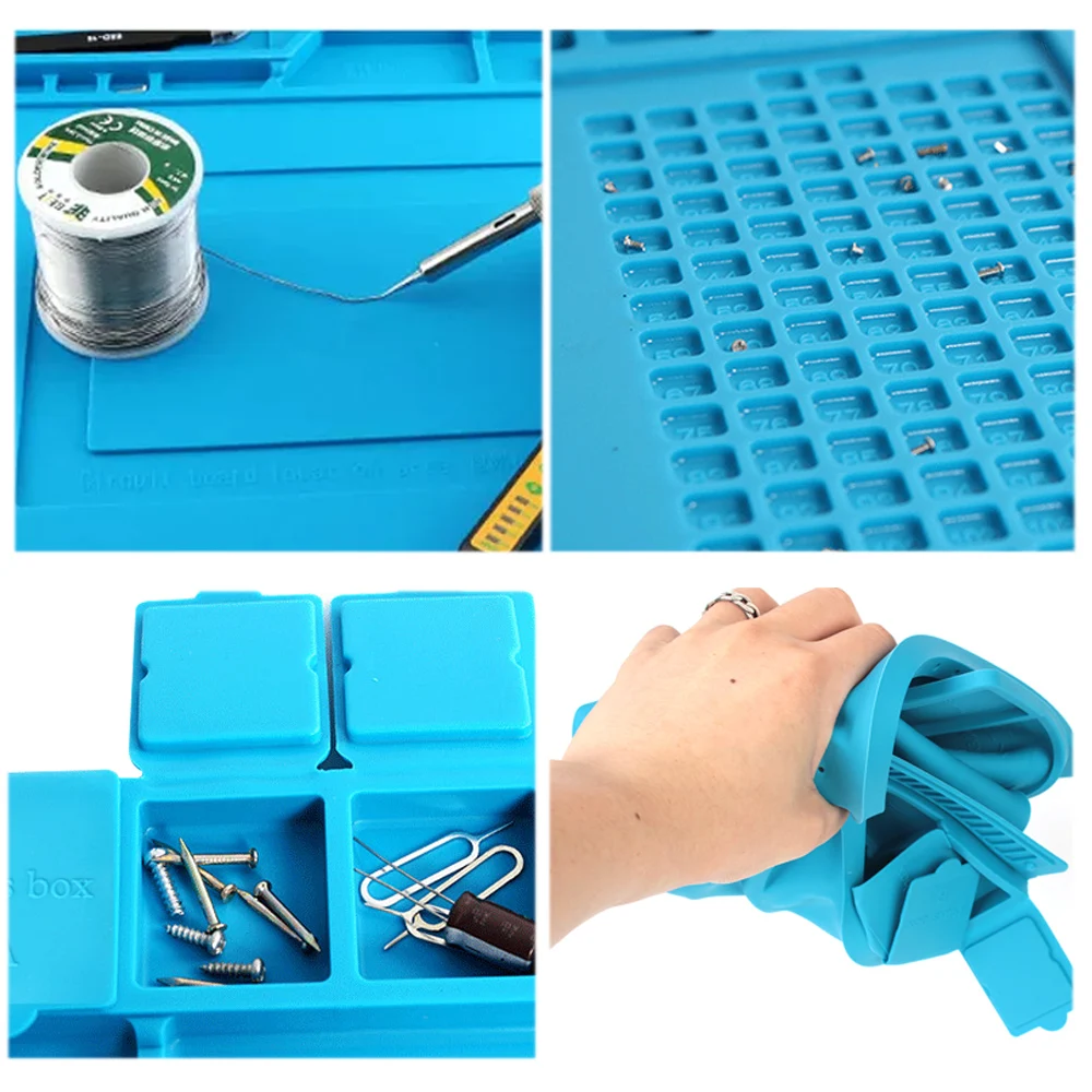 Heat-Resistant Insulation Working Mat For BGA Soldering Station Silicone Repair Pad Wrist Strap Band Adsorption Soldering Mat