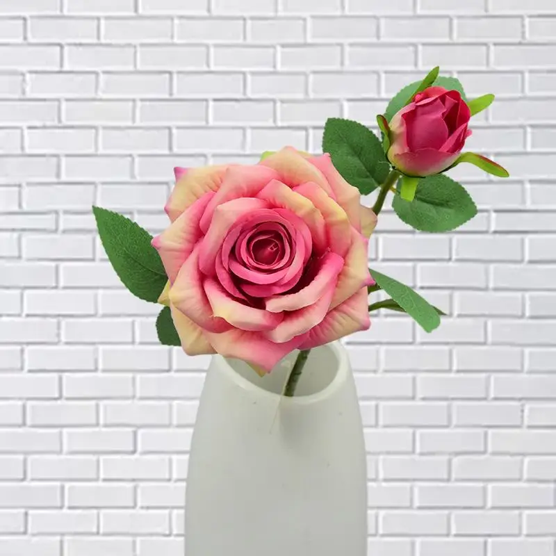 

Exquisite Double-Headed Rose Flower Branch - A Stunning Artificial Flower for Your Home Decor