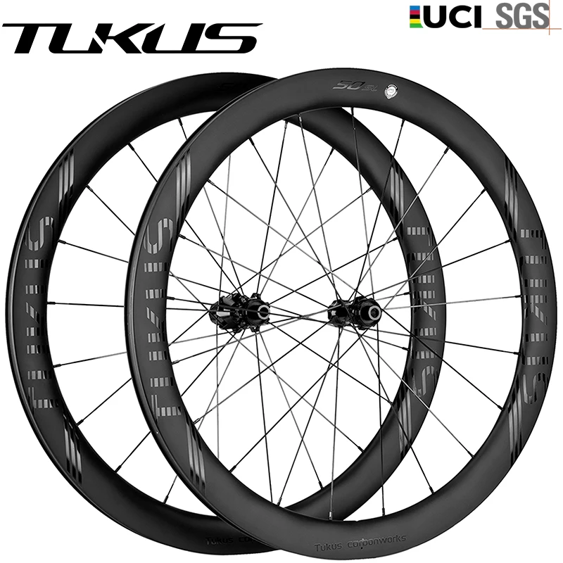 

Tukus Matte Black Carbon Wheels 700c Wave Wheelset Disc Wheels Bicycle Wheelset UCI Approve Road Bike Wheelset Disc Brake Wheel