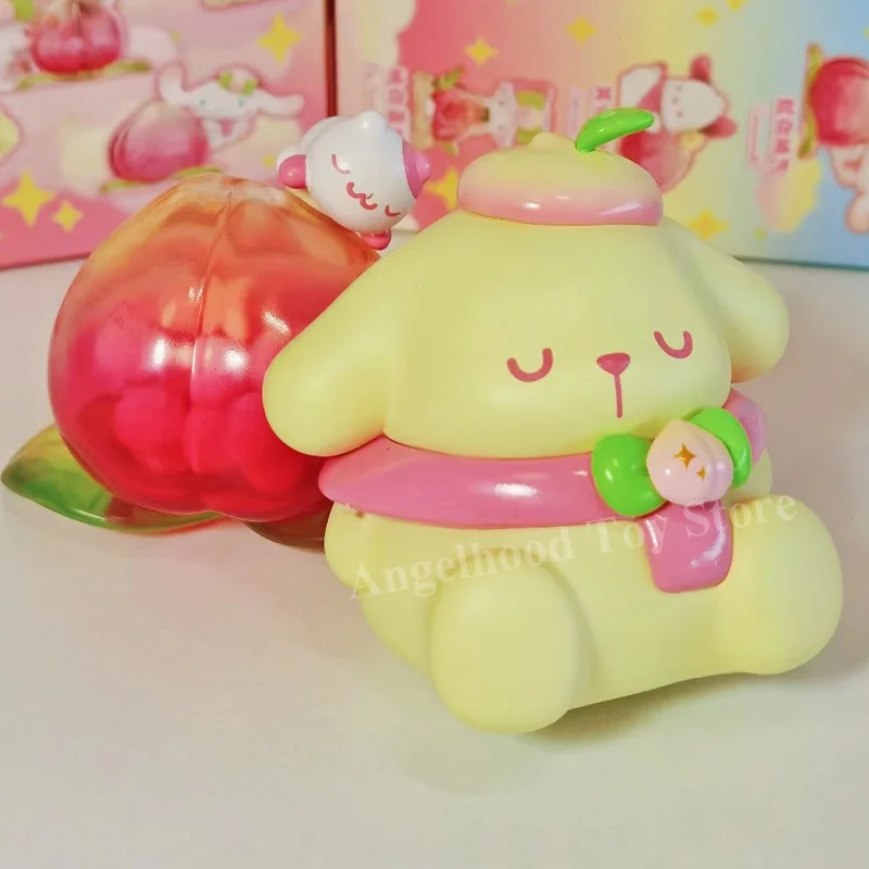 2023 Sanrio Yuanqi Peach Paradise Series Blind Box Kulomi Pochacco Hand-made Ornaments Kawai Collection Toys Christmas Gifts