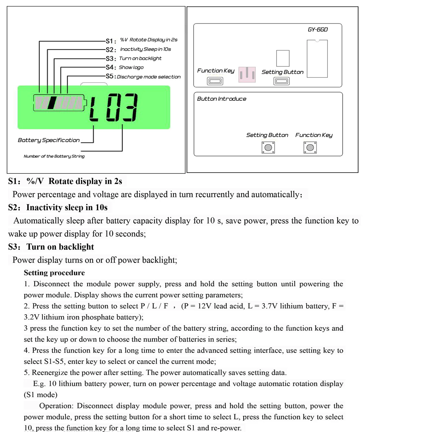 7-100V LCD Battery Lithium Battery Charge Level Capacity Indicator Voltage Meter Digital LED Tester Voltmeter Display