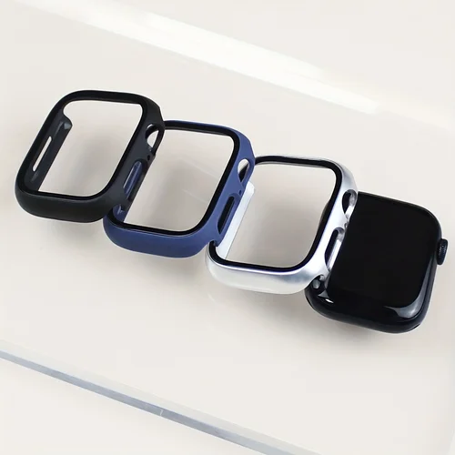Imagen 1 del producto Vidrio templado + funda para Apple Watch series 9 8 7 6 5 4 3 SE 41mm 45mm 40mm 42 38 44mm accesorios cubierta Protector de pantalla de parachoques