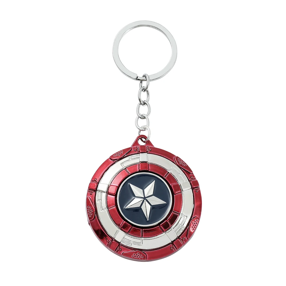 Marvel Captain America Shield Keychain Fun Rotate Relieve Anxiety Toy Keyring Avengers Car Bag Key Holder