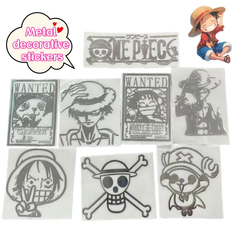 Novo Adesivo Metálico One Piece Luffy Chopper Nami para Decoração Criativa Personalizada DIY para Laptop, Celular e Computador