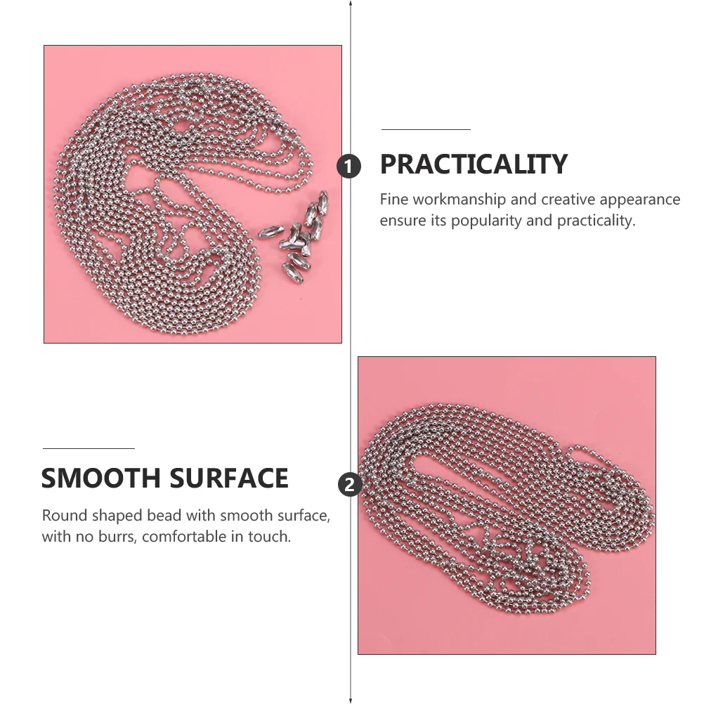 

2 Sets Stainless Steel Bead Chain Round Shaped Ball Chains for Jewelry Making Bracelet Necklace Keychain Adjustable Length
