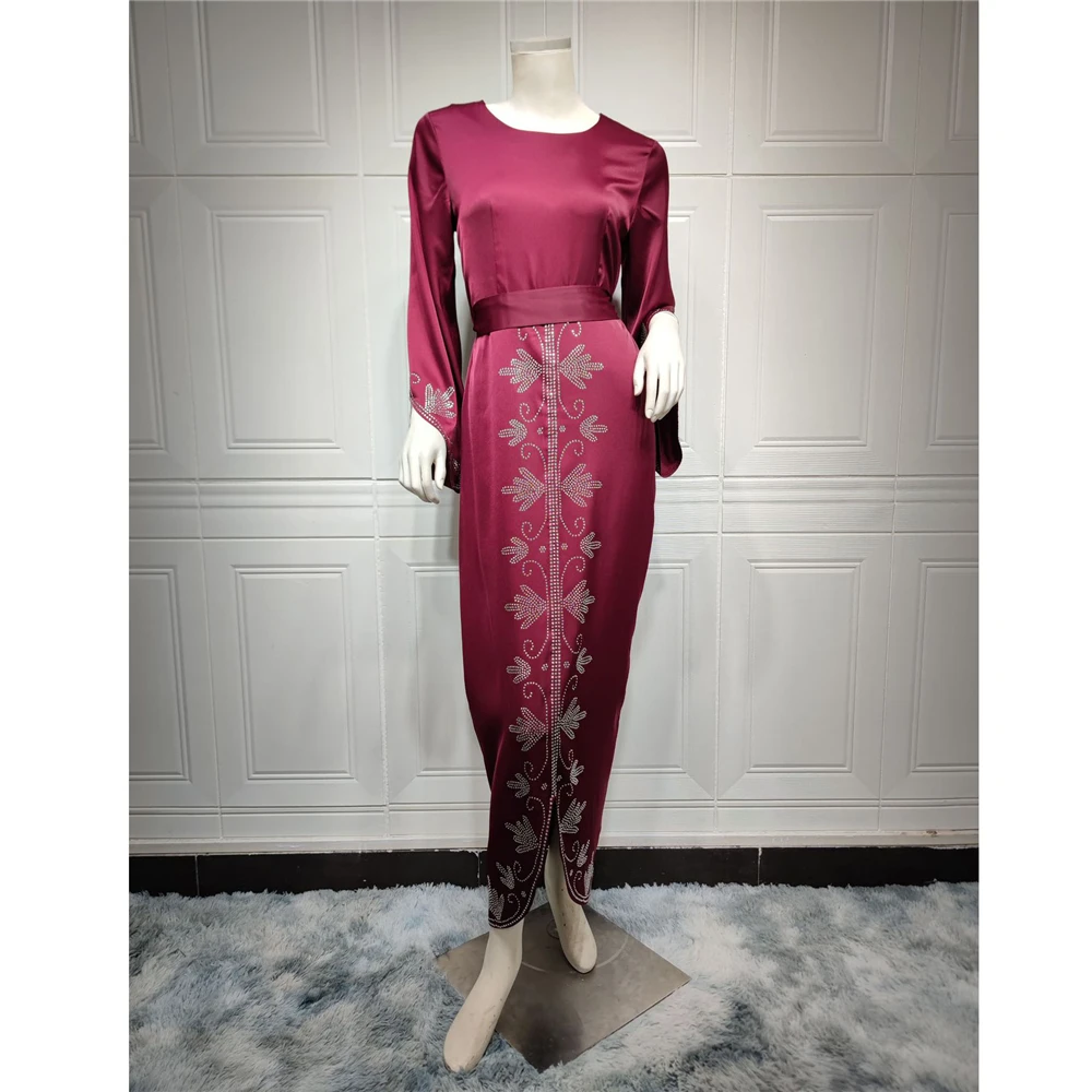 

Платья для выпускного вечера Кафтан Дубай Роскошные бриллианты Для торжественных случаев Абая Элегантное женское длинное платье с разрезом на рукавах и поясом