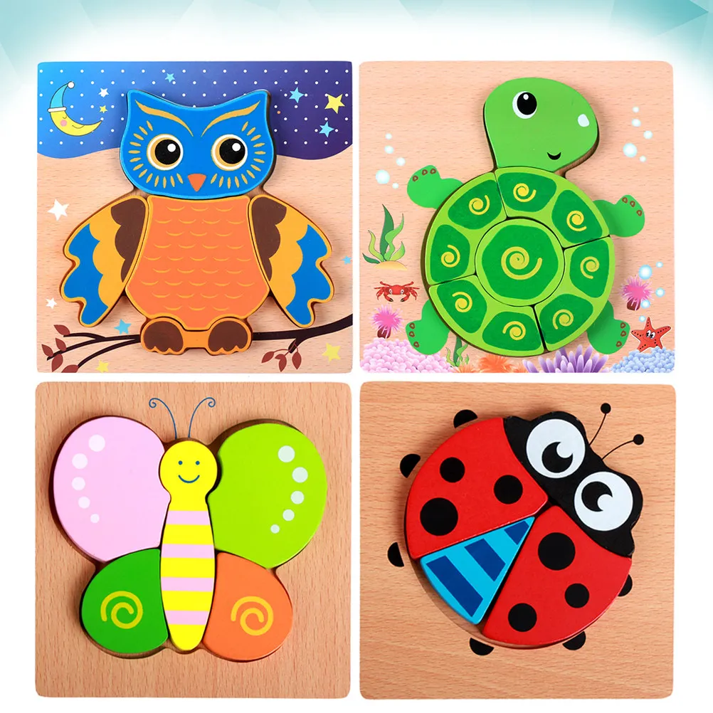 4sets-animal-puzzle-3d-wooden-puzzle-creative-educational-play-for-kids-hand-eye-coordination-and-intellectual-development