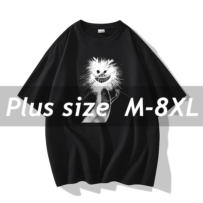 

【M-8XL】 Large Size Men's T-shirt Inkjet Graffiti Short-sleeved Summer Loose Casual All-match Half-sleeved Plus Size Fat Man