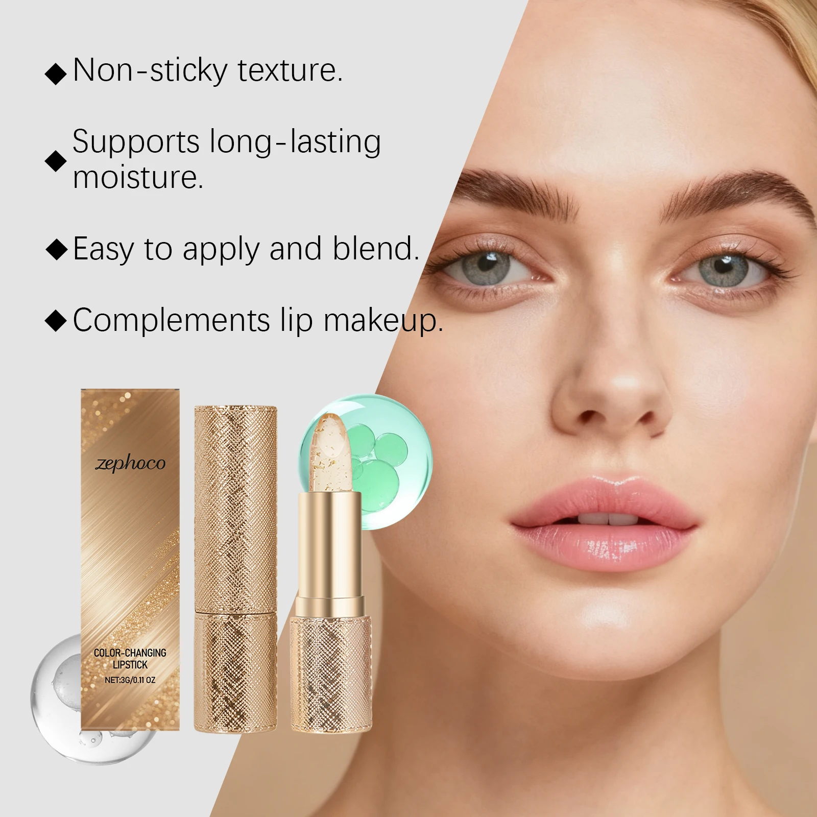 Kleurveranderende lippenstift voor vrouwen Langdurige hydraterende lippenstift Gemakkelijk te kleuren Waterdichte kleur Lippenbalsem Veranderende make-up 3g