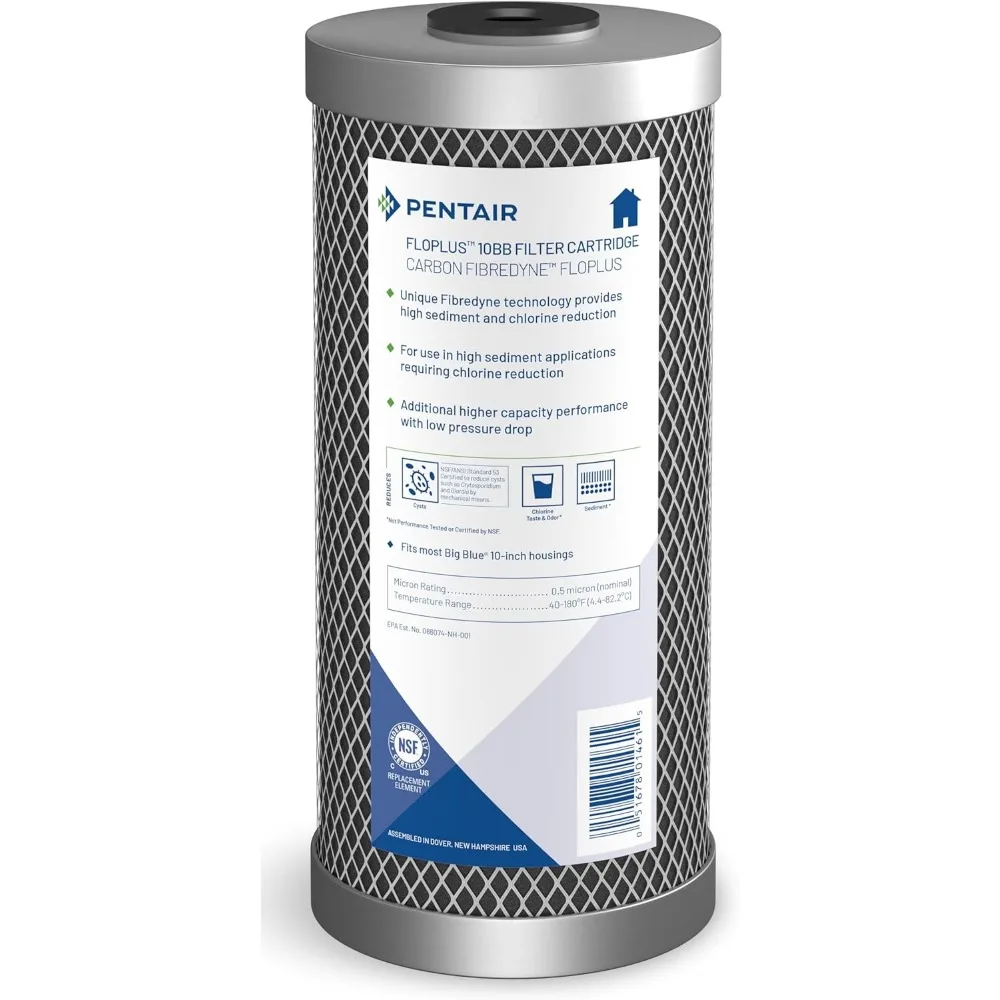 Cartucho de repuesto de filtro de agua con bloque de carbón moldeado para toda la casa de 10 pulgadas