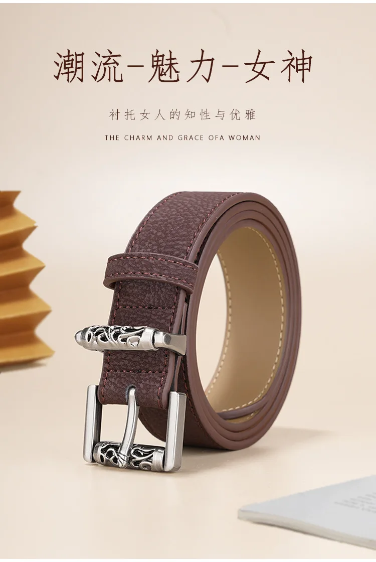 New style women's belt, high-grade retro pin buckle jeans belt, fashionable and versatile genuine leather belt