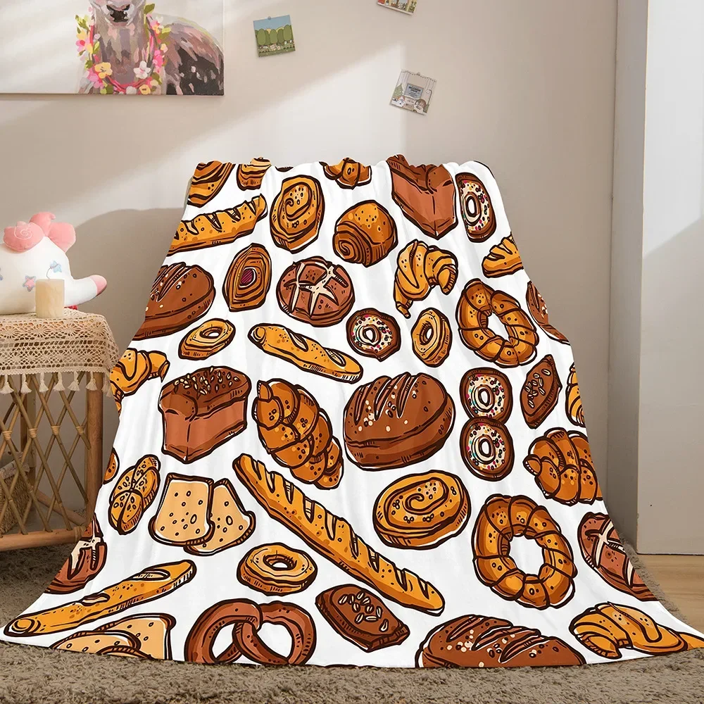 Hamburger Fries Pizza Ice Cream Coffee Pattern Flannel Throw Blanket Soft Warm Beach Sofa Travel Camping for Kid Boys Girls Gift