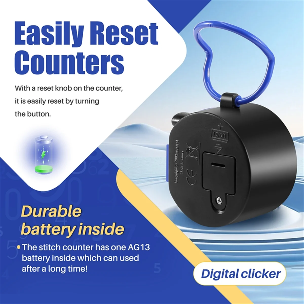 A39U Counter Electronic Clicker Manual Digital Stitch Counter Finger Ring Mechanical Handheld Counter for Row People Golf