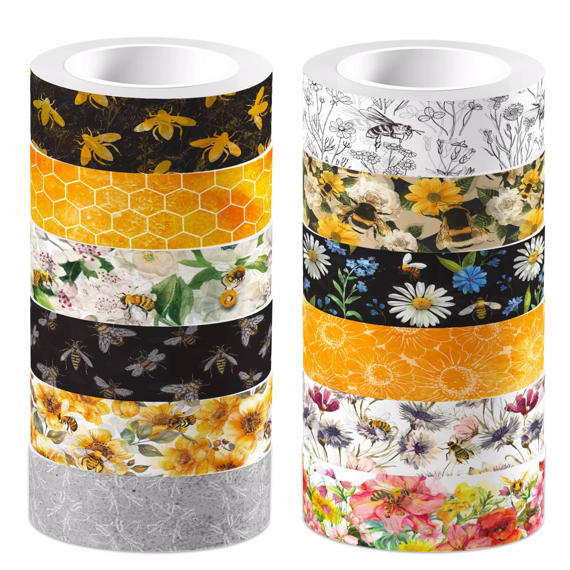 12 Rolls Flower Daisy Bee Masking Tape DIY Handbook Material Sticker Washi Tape Scrapbooking Birthday Gift Supplies
