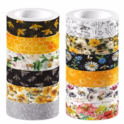 12 Rolls Flower Daisy Bee Masking Tape DIY Handbook Material Sticker Washi Tape Scrapbooking Birthday Gift Supplies