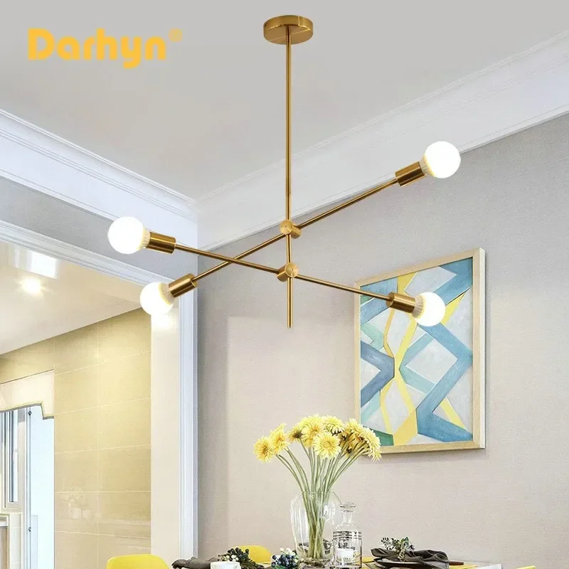 Nordic Chandeliers Modern Long Pole Art Decoration Pendant Lamp E27 Creative Bedroom Dining Room Living Room Magic Bean Light