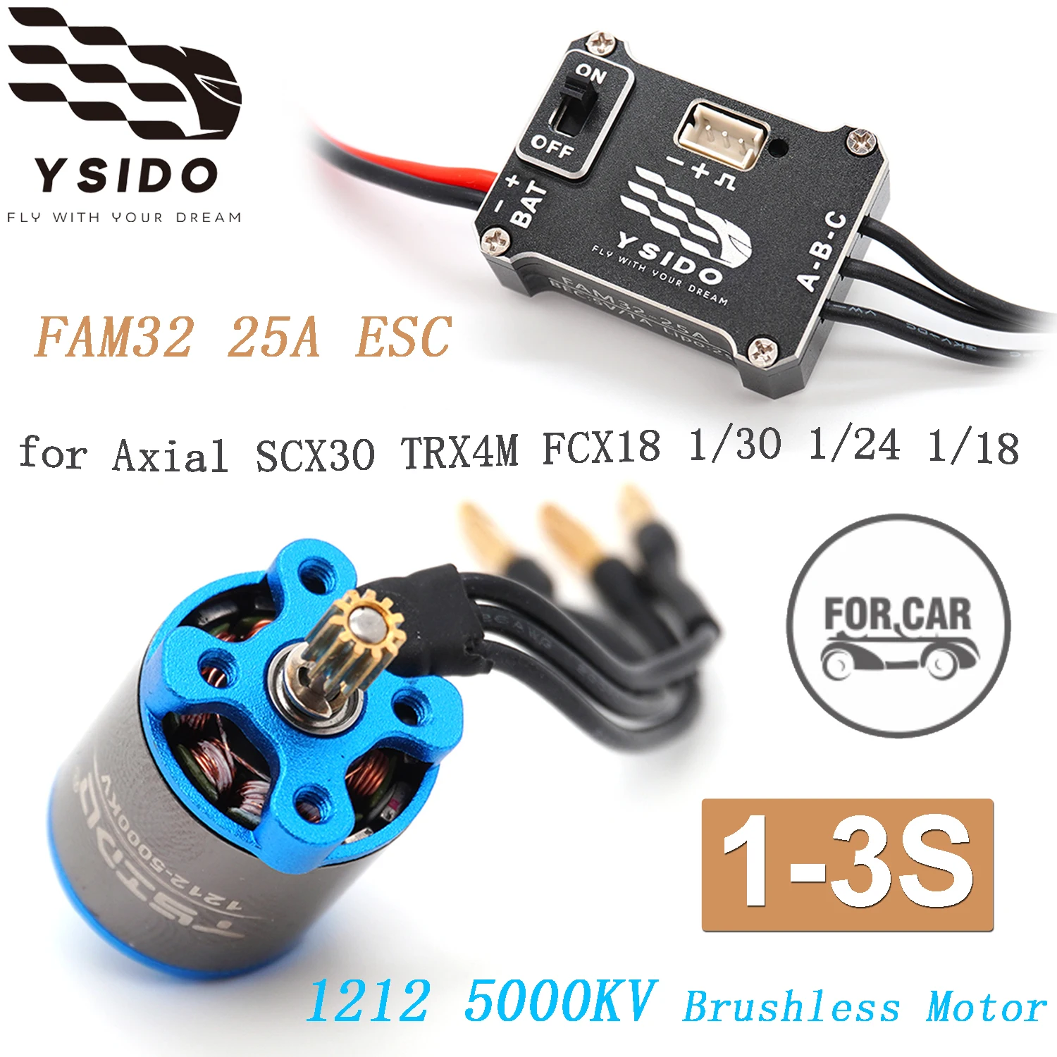 

Бесщеточный мотор YSIDO 25A 1212 5000KV 1-3S с внешним ротором и комбо-комплект ESC с шестерней 11T для радиоуправляемых краулеров Axial SCX30 TRX4M FCX18 масштаба 1/30, 1/24, 1/18