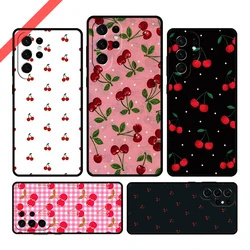 Pink Cherries Cherry Strawberry Phone Case For Samsung Galaxy S20 FE S21 S10 S23 Plus S24 S22 Ultra Note20 Note10 S9 S8 Cover