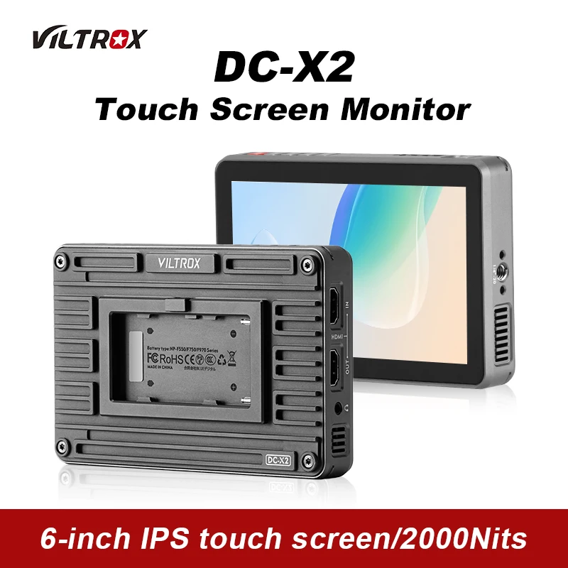 Ready Stock Viltrox DC-X2 Monitor 6 Inch 2000 Nits 4K Touch Screen Profissional Photographic HD FHD Camera Monitor