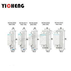 1Pcs Chint household small AC contactor NCH8 single-phase 220V / 24V rail type 20A/25A