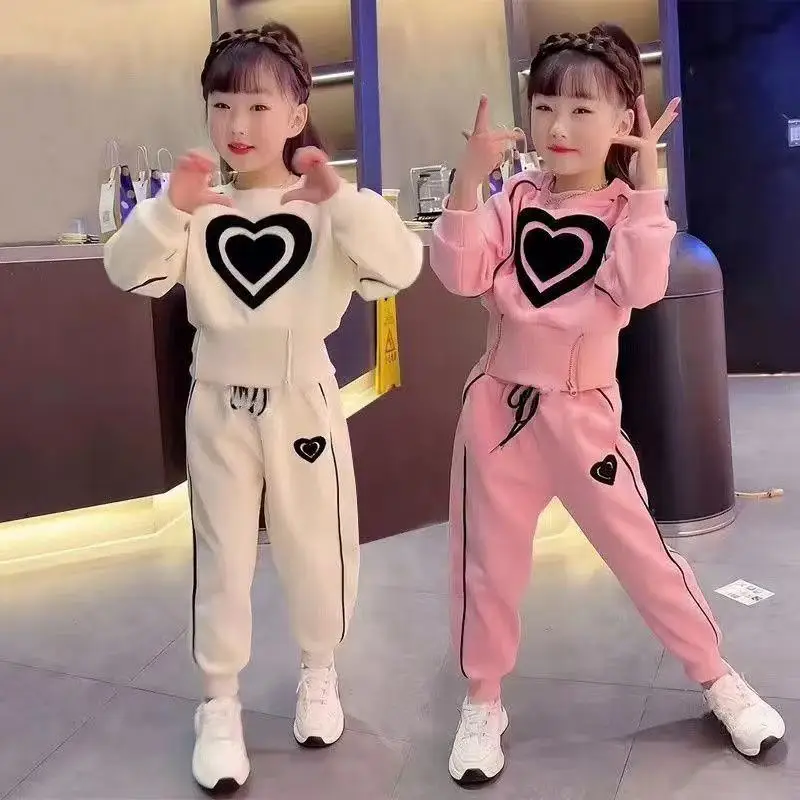 

2026 New Girls Clothing Set Kids' Casual Sportswear+Pants Two-piece Set Spring and Autumn Children's Tracksuit 90-160CM