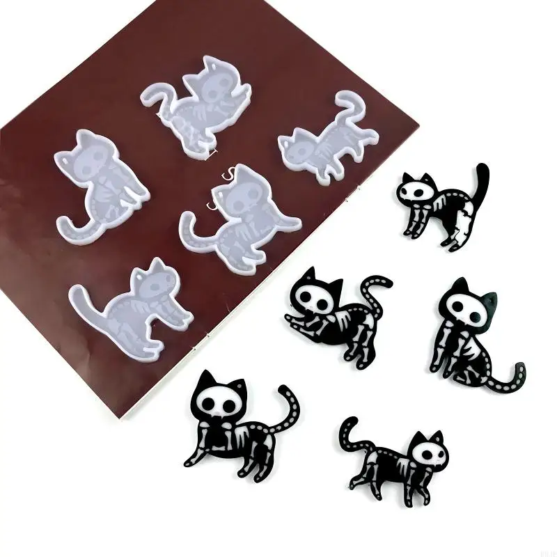 

R9JE 1Pc/5Pcs Five Syles Kitten Keychains Molds DIY Epoxy for Cat Crafts Necklace Mol