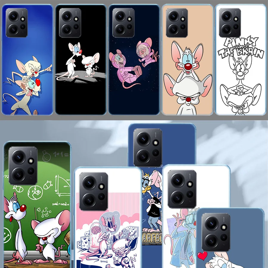 Pinky Anime and the Brain Luxury Phone For Xiaomi Redmi Note 13 Pro 5G Plus 12 12C 10 10A 10C 9 9A 9C 9T 8 8A K60 K70 Pro 10X S2