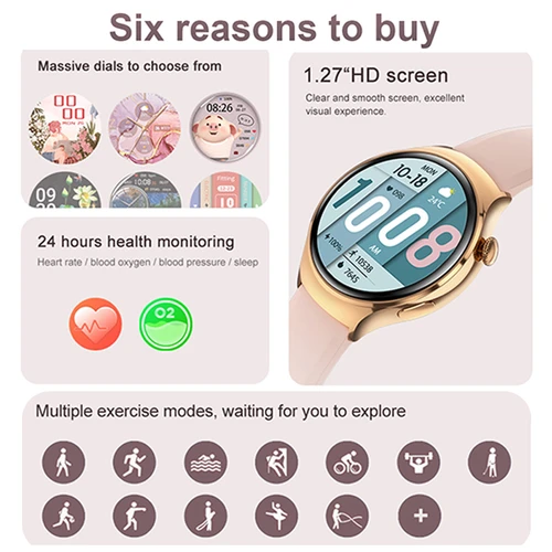 Imagen 2 del producto 2025 nuevo para reloj 4 Mini reloj inteligente de moda para mujer 360*360 pantalla AMOLED IP68 impermeable Monitor de ritmo cardíaco salud reloj inteligente