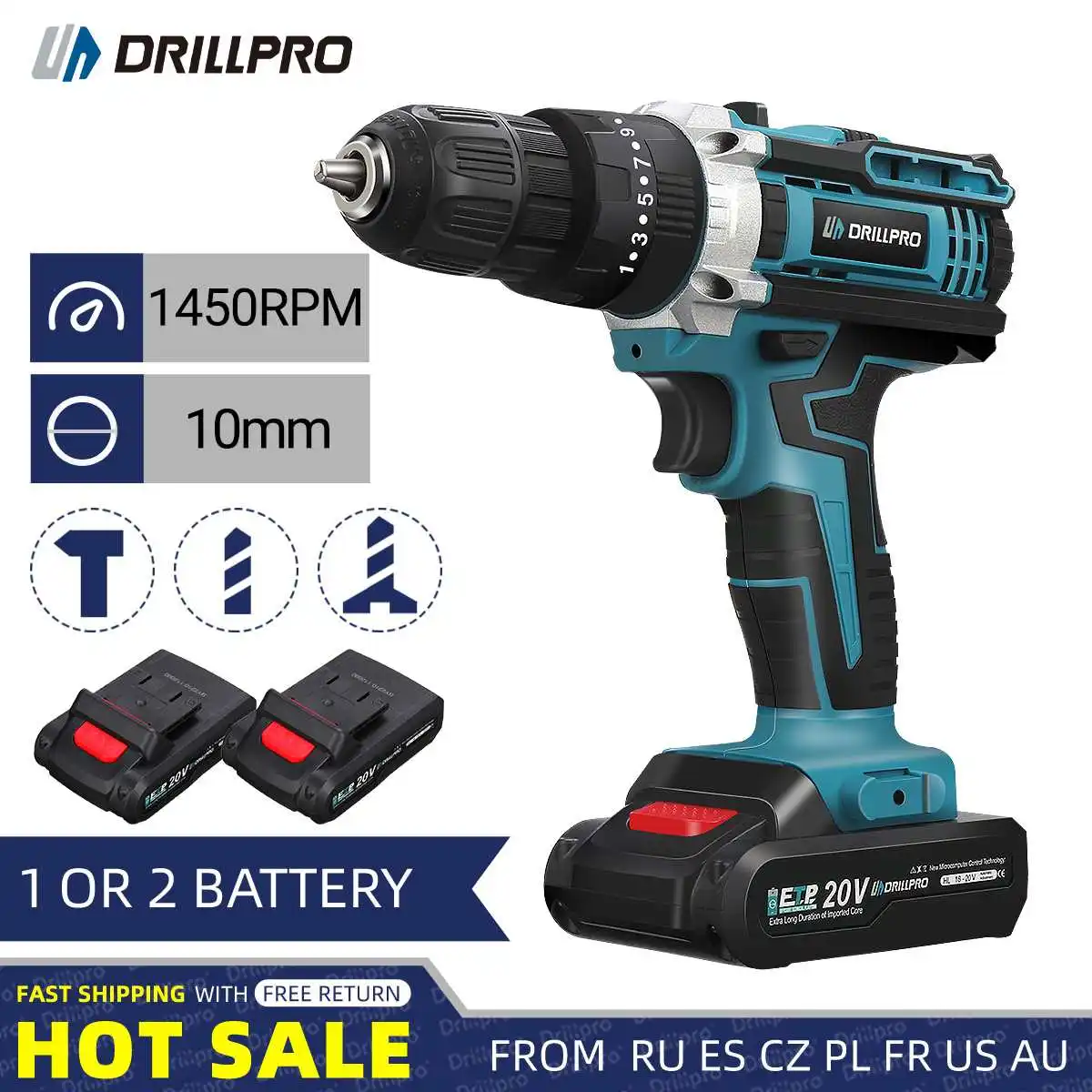 

Drillpro 10MM Brushless Electric Drill 350N.M Cordless 25+3 Torque Screwdriver With Impact Function Drill Winter Ice Power Tools