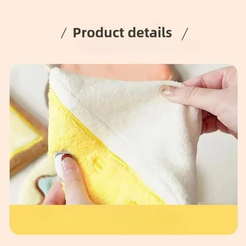 Lint-Free Easy-Clean Hand Towel - Cute Soft Coral Velvet Microfibre Wipes, Quick-Dry Absorbent Cloth for Kitchen Bathroom