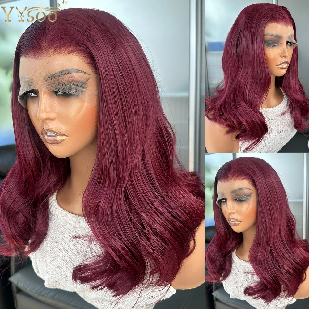 

39 # Бордовый натуральный волосяной покров, объемная волна, полузавязанный вручную парик, короткие синтетические волосы Futura 13x4, бесклеевые парики спереди, кружевные передние парики для женщин