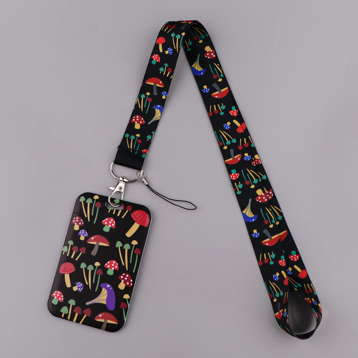 LX1336 Colored Mushroom Lanyard Keychain ID Credit Card Mobile Phone Charm Neck Straps Badge Holder Key Holder Accessories