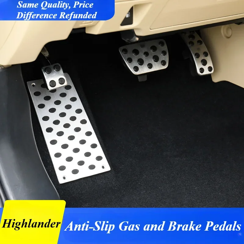 For 15-19 &2020 Toyota Highlander Brake Pedal Protector Cover  Aluminum Alloy Upgrade Foot Pedal Pads Cover CarMats Accessories