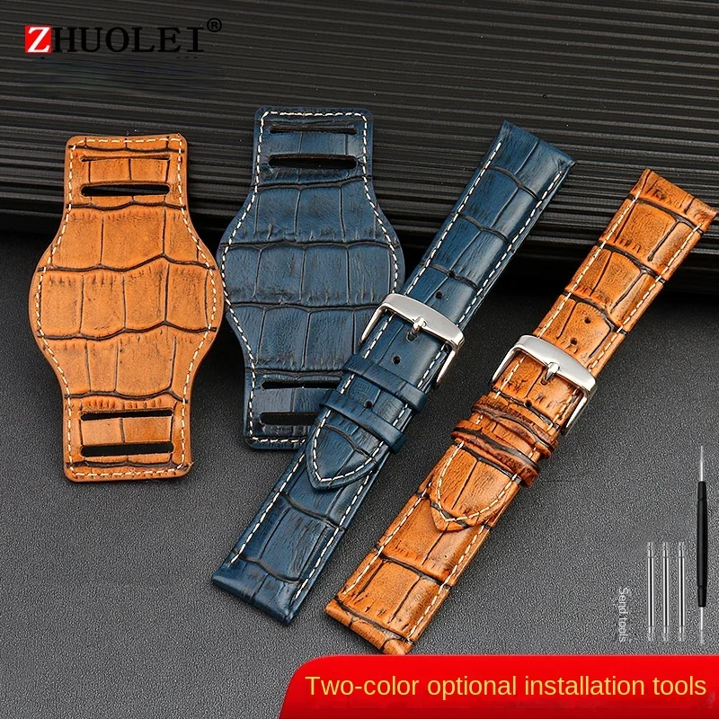 الطبقة الأولى جلد البقر والجلود سوار 18 20 مللي متر 22 مللي متر حزام ساعة مع حصيرة التمساح الملمس حزام الساعات ل رولكس تيودور أوميغا