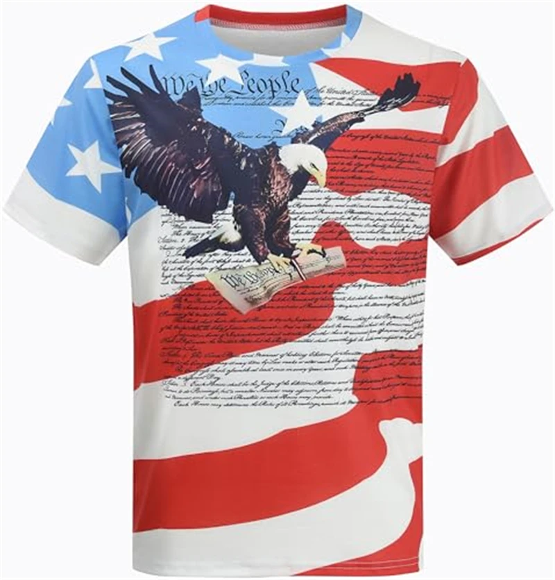 American Flag 3D Print TShirt Mens Eagle Stars Graphic Stripes Patriotic Short Sleeve Tee Summer Fashion Casual O Neck Tshirts