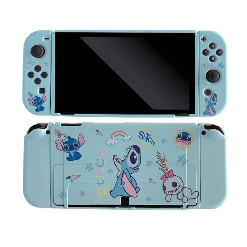 Funda rígida de Disney Stitch para Nintendo Switch, carcasa protectora para consola Oled NS, Protector de cristal