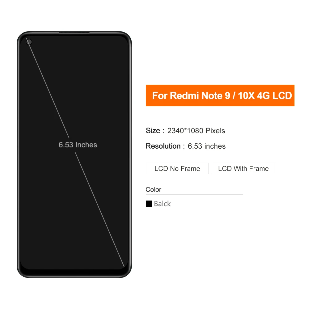 6.53\'\' For Xiaomi Redmi Note 9 Note9 M2003J15SC Lcd Display Touch Screen Digitizer Part For Redmi 10X 4G Redmi10X Screen