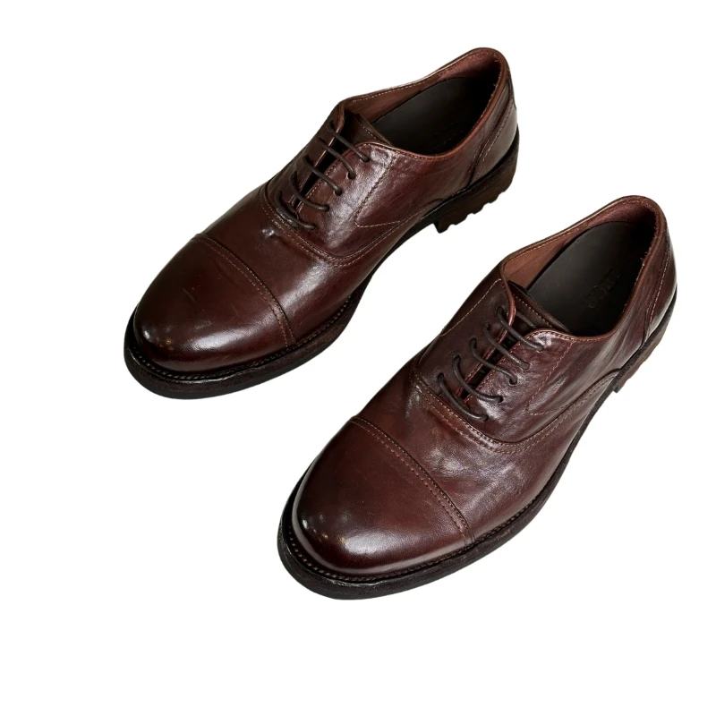 

Vintage Leather Shoes Washed Horse Leather Craft Insole Horse Leather Thread Stitching Never Drop Bottom Real Material